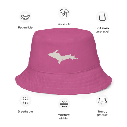 Michigan Upper Peninsula Bucket Hat | Reversible - Apple Blossom Pink/Canvas Color