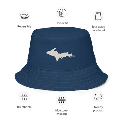 Michigan Upper Peninsula Bucket Hat | Reversible - Navy/Canvas Color