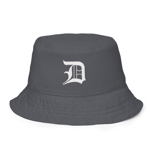 Detroit 'Old English D' Bucket Hat | Reversible - Iron Ore Grey/Canvas Color