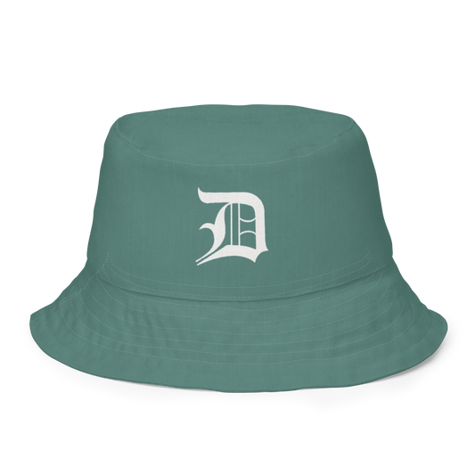 Detroit 'Old English D' Bucket Hat | Reversible - Copper Green/Canvas Color