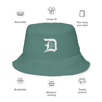 Detroit 'Old English D' Bucket Hat | Reversible - Copper Green/Canvas Color