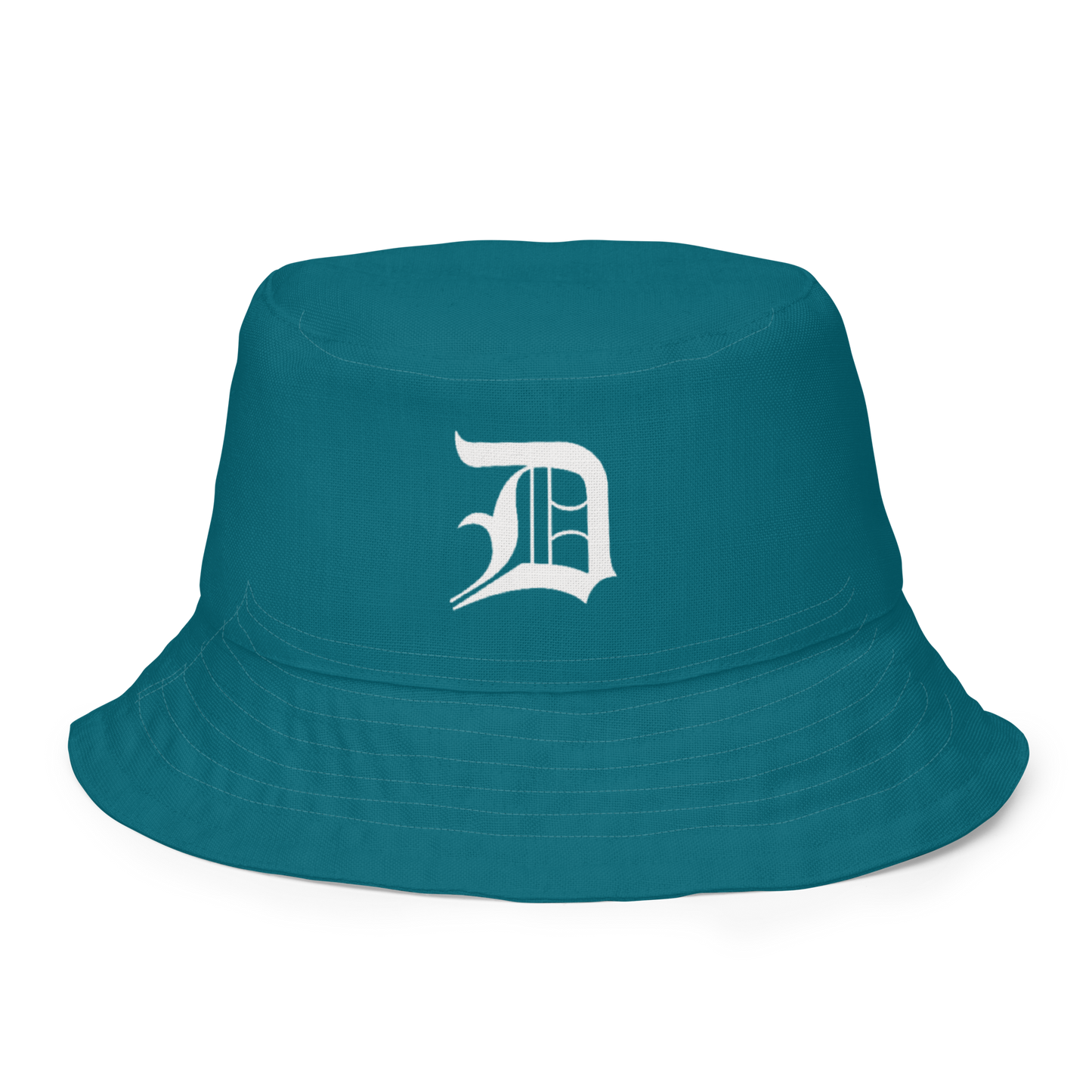 Detroit 'Old English D' Bucket Hat | Reversible - Auburn Hills Teal/Canvas Color