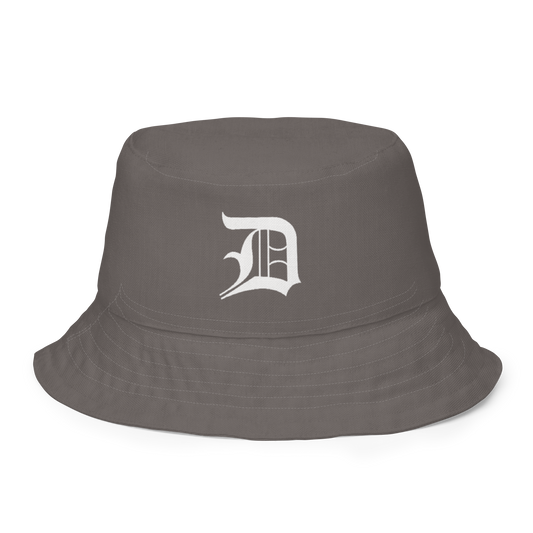 Detroit 'Old English D' Bucket Hat | Reversible - Warren Tank Grey/Canvas Color