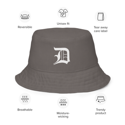 Detroit 'Old English D' Bucket Hat | Reversible - Warren Tank Grey/Canvas Color