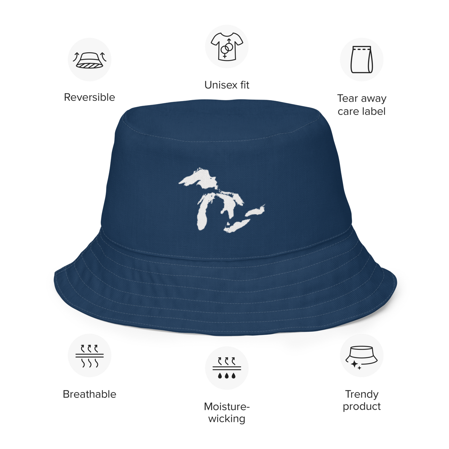 Great Lakes Reversible Bucket Hat | Navy