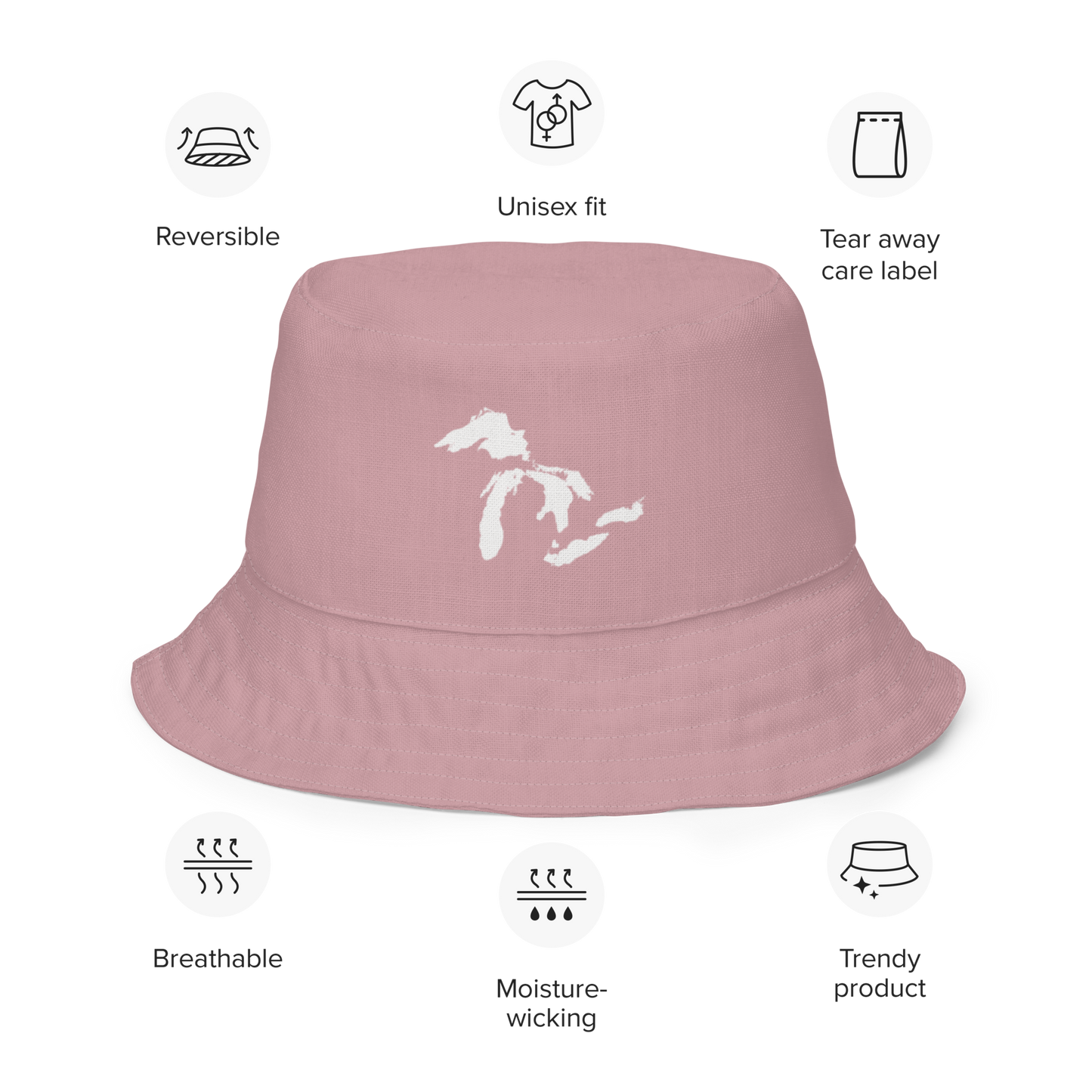 Great Lakes Reversible Bucket Hat | Cherry Blossom Pink