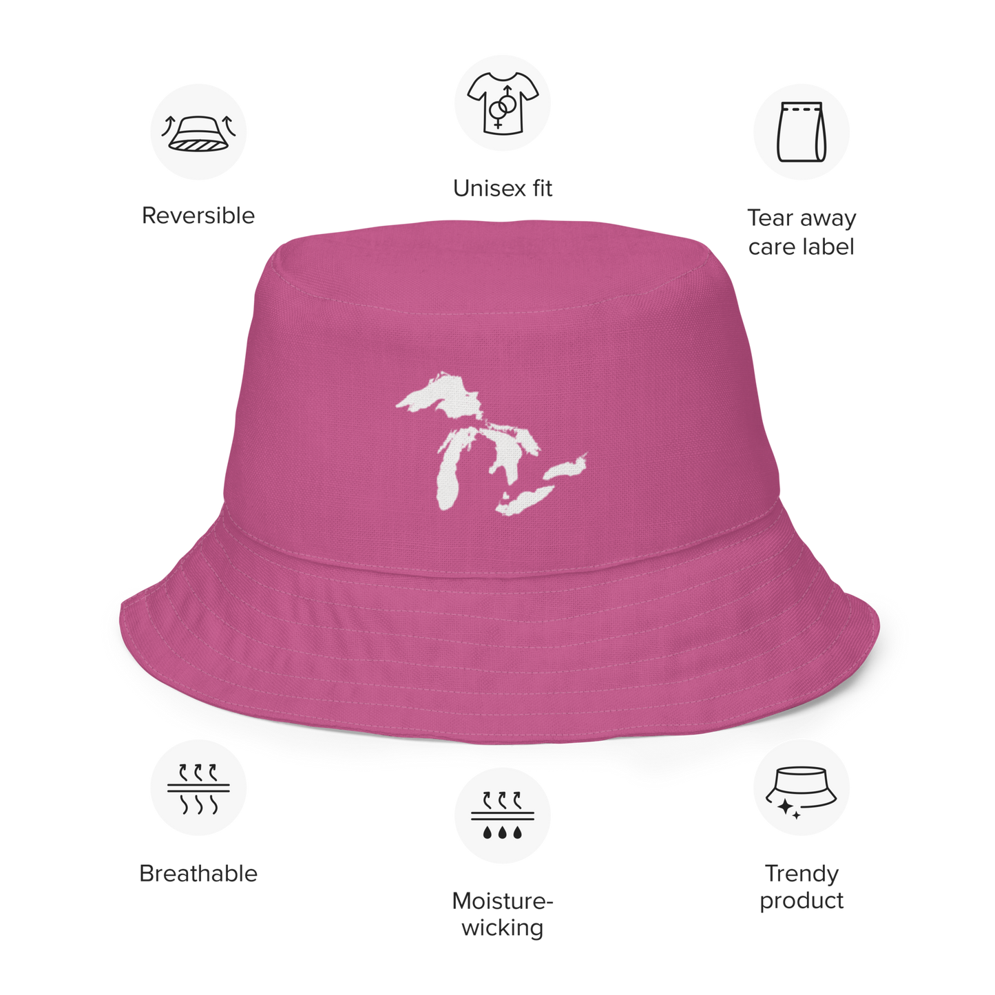 Great Lakes Reversible Bucket Hat | Apple Blossom Pink