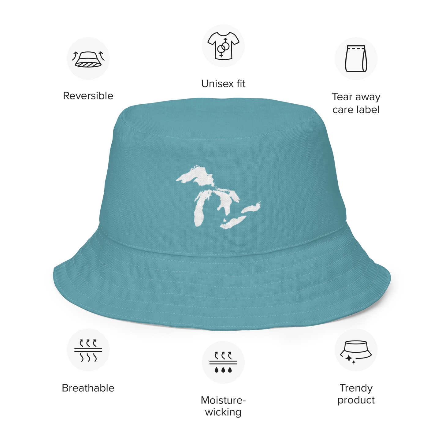 Great Lakes Reversible Bucket Hat | Huron Blue