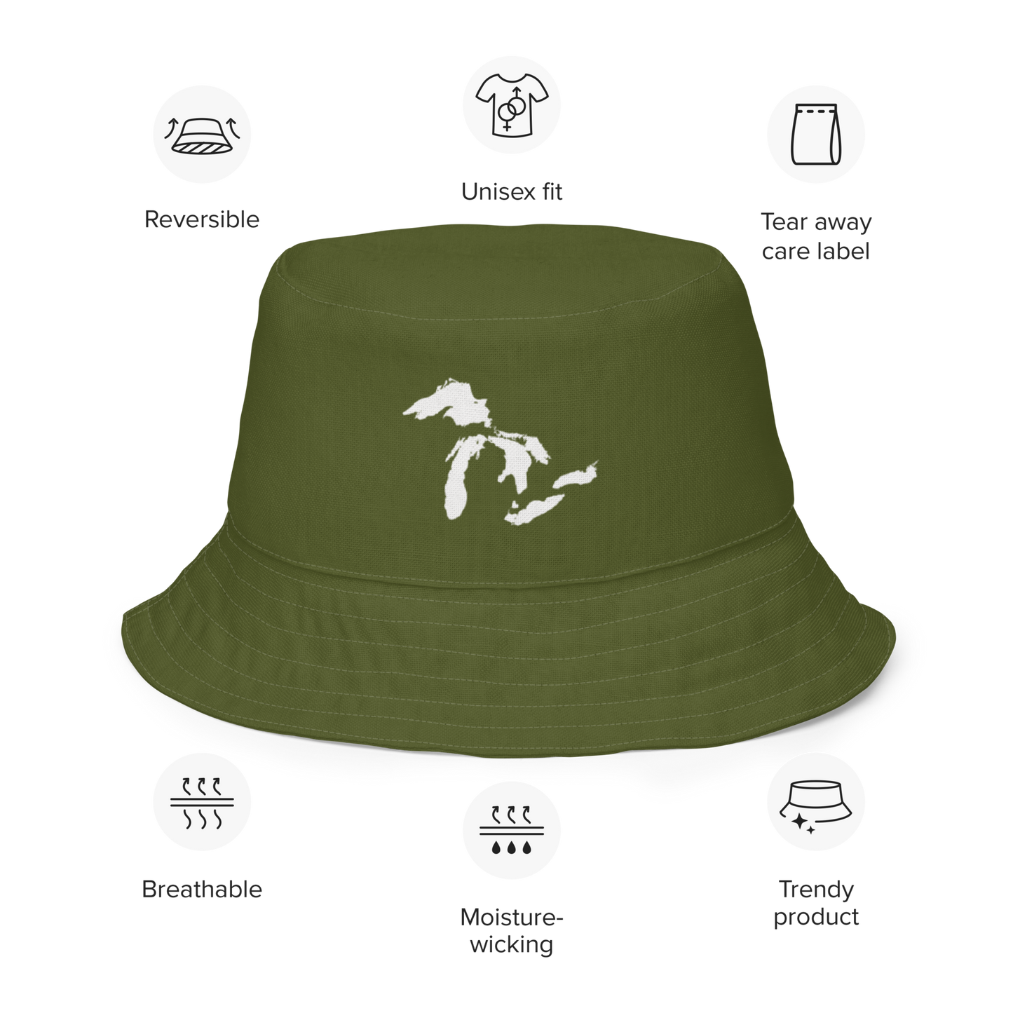 Great Lakes Reversible Bucket Hat | Army Green