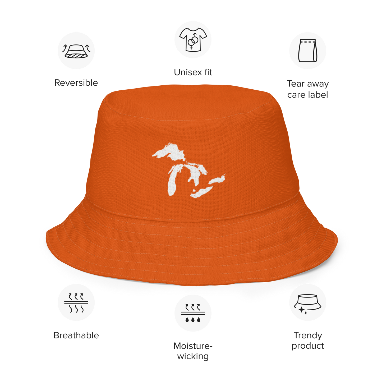 Great Lakes Reversible Bucket Hat | Maple Leaf Orange