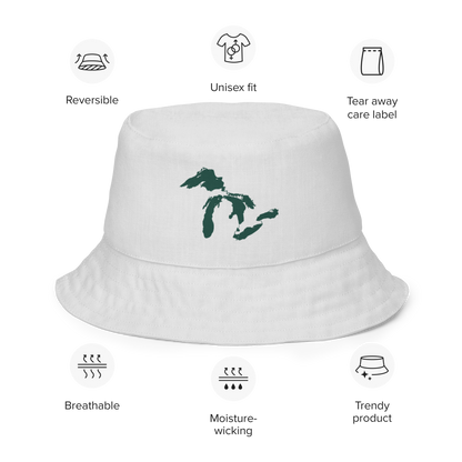 Great Lakes Reversible Bucket Hat | White/Laconic Green