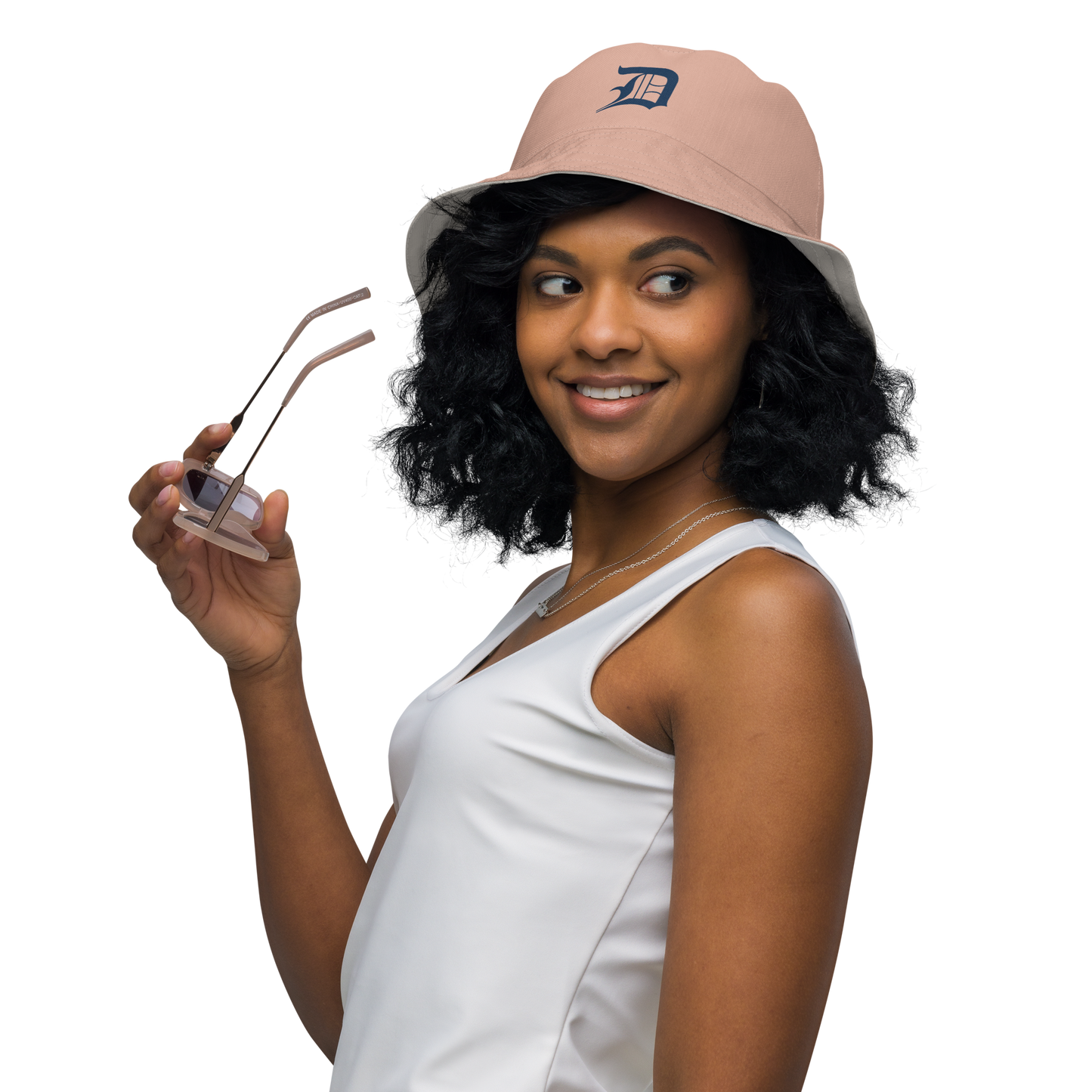 Detroit 'Old English D' Bucket Hat | Reversible - Pale Copper/Canvas Color