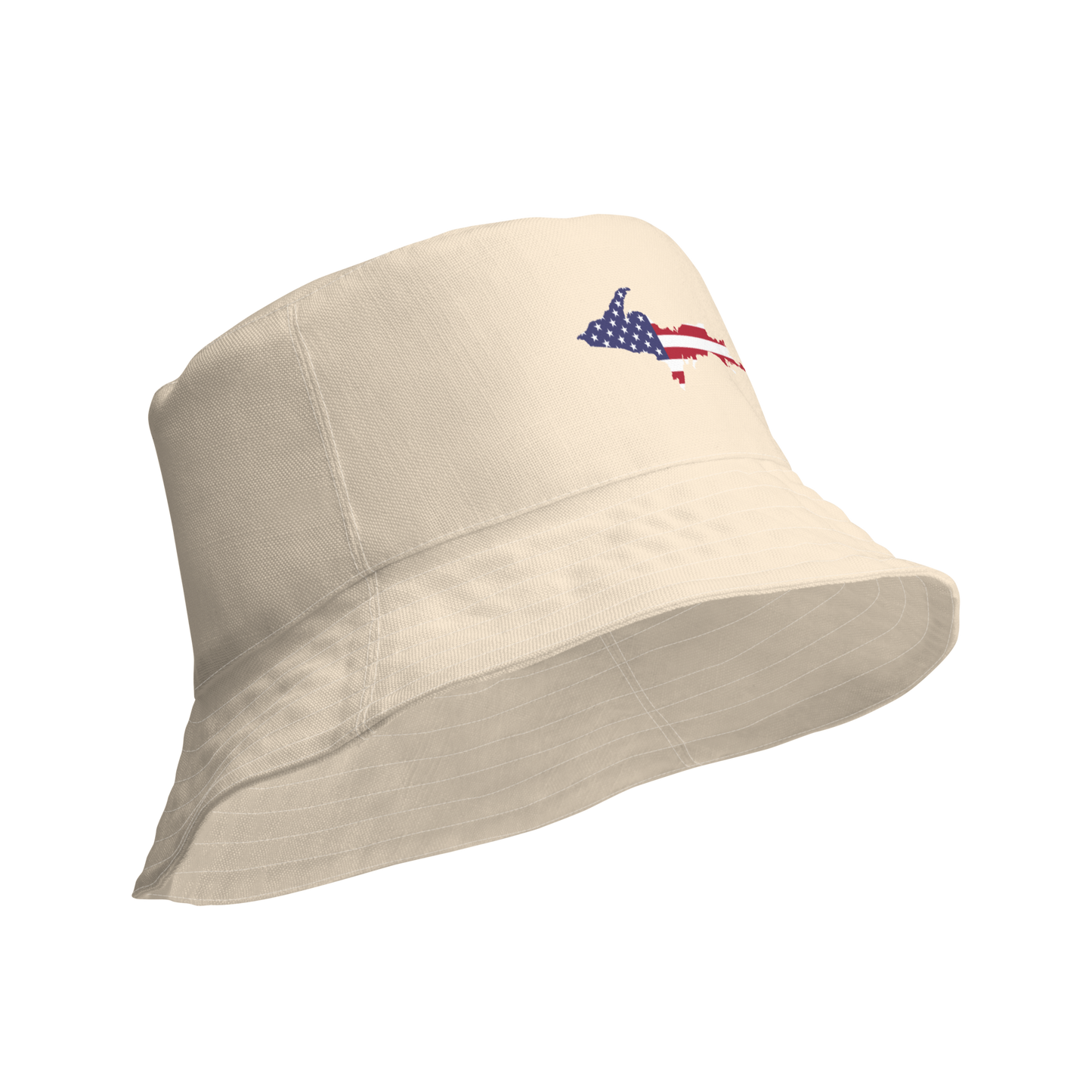 Michigan Upper Peninsula Bucket Hat (Patriot Edition) | Reversible - Champagne White