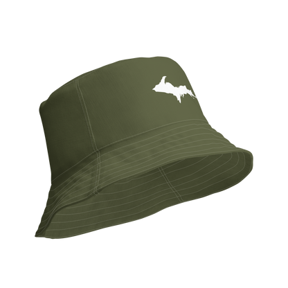 Michigan Upper Peninsula Bucket Hat (w/ UP Outline) | Reversible - Army Color