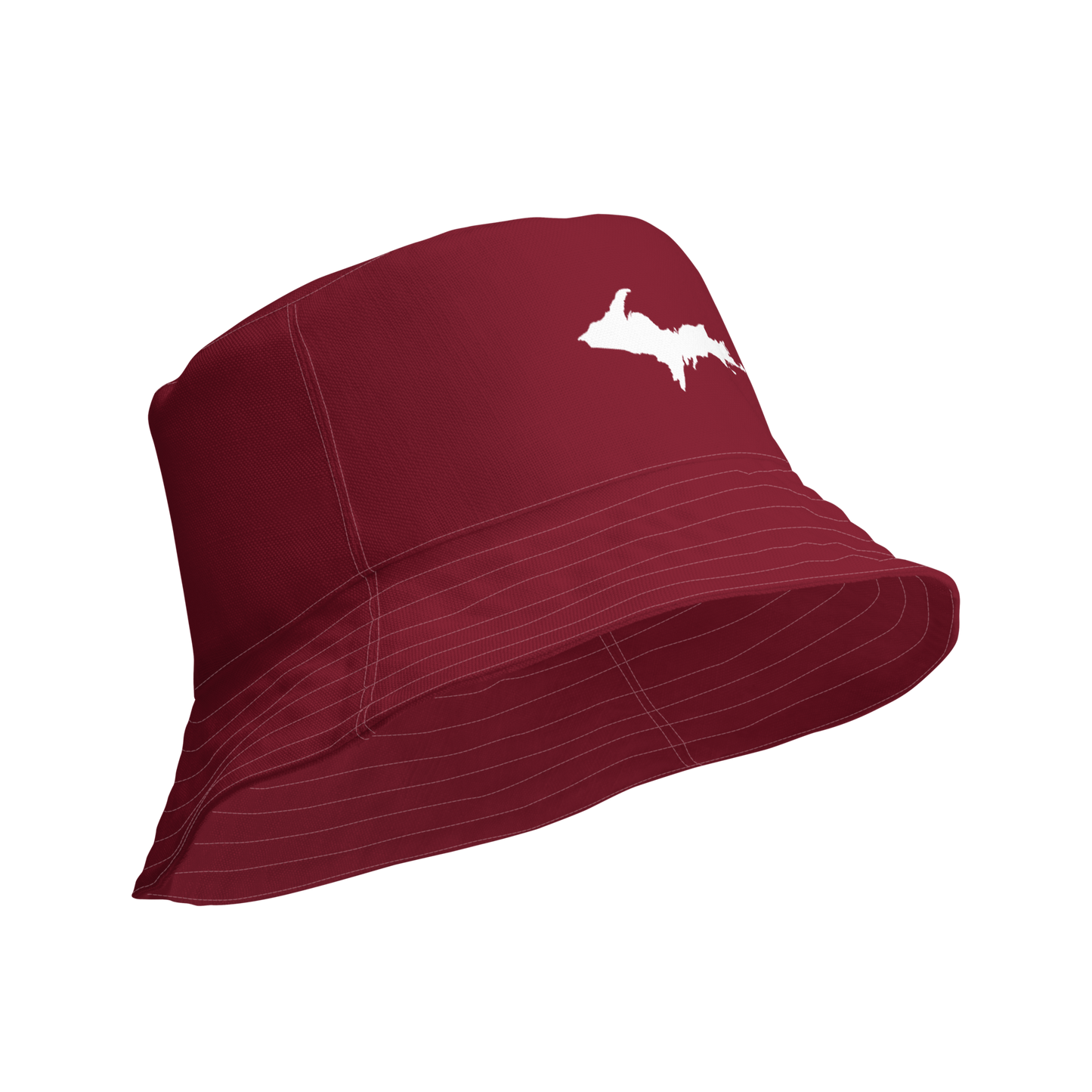 Michigan Upper Peninsula Bucket Hat (w/ UP Outline) | Reversible - Burgandy