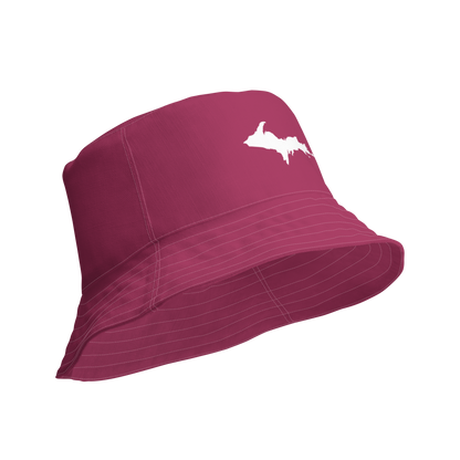 Michigan Upper Peninsula Bucket Hat (w/ UP Outline) | Reversible - Lipstick Pink