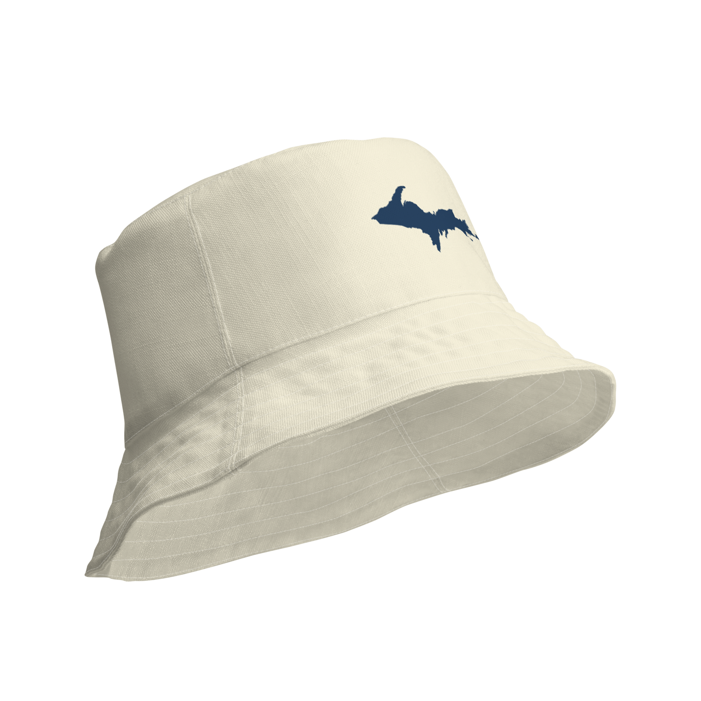 Michigan Upper Peninsula Bucket Hat (w/ Navy UP Outline) | Reversible - Ivory White