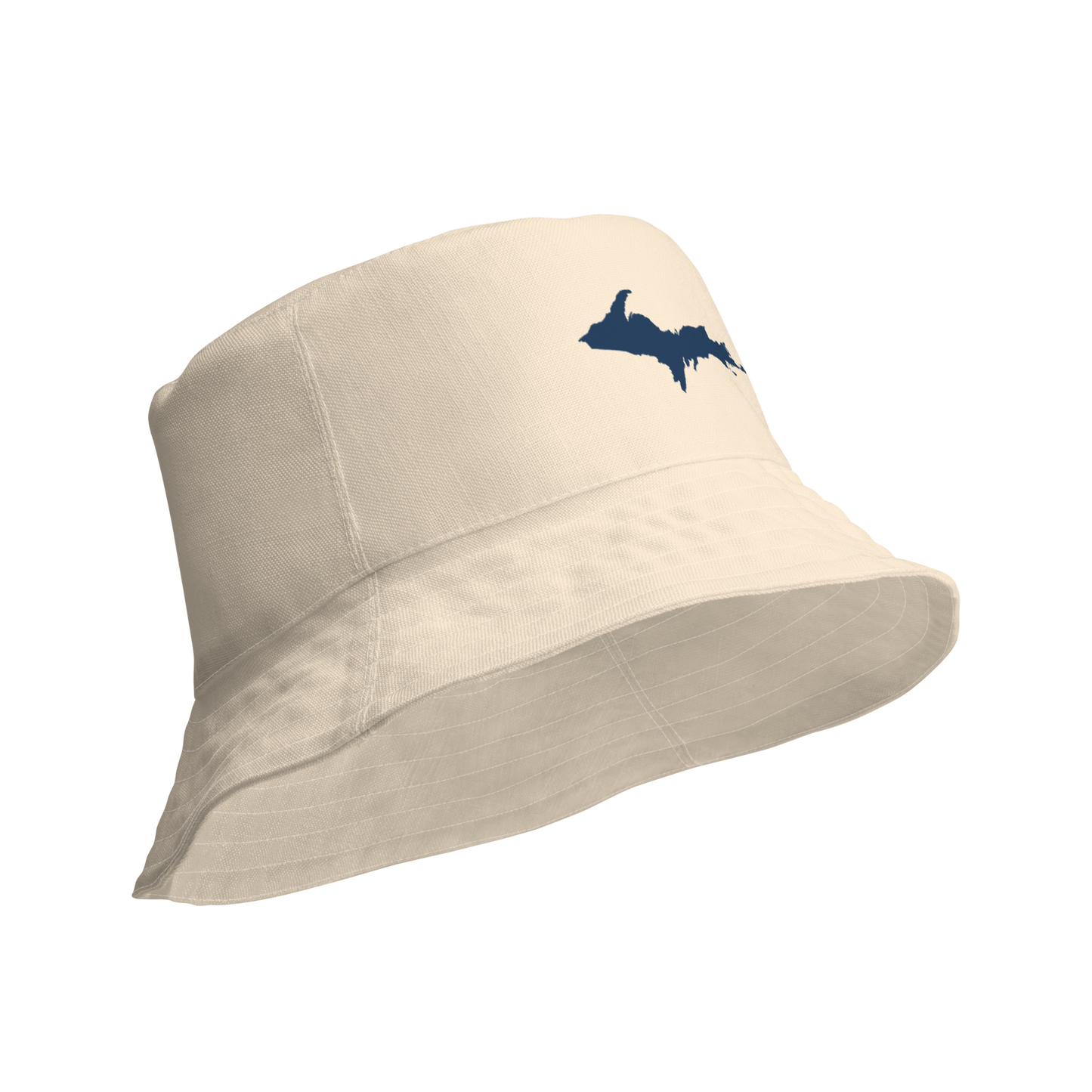 Michigan Upper Peninsula Bucket Hat (w/ Navy UP Outline) | Reversible - Champagne White