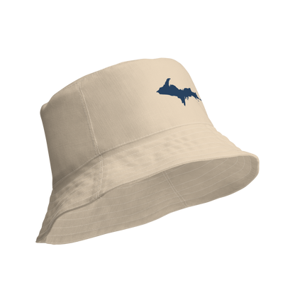 Michigan Upper Peninsula Bucket Hat (w/ Navy UP Outline) | Reversible - Canvas Color