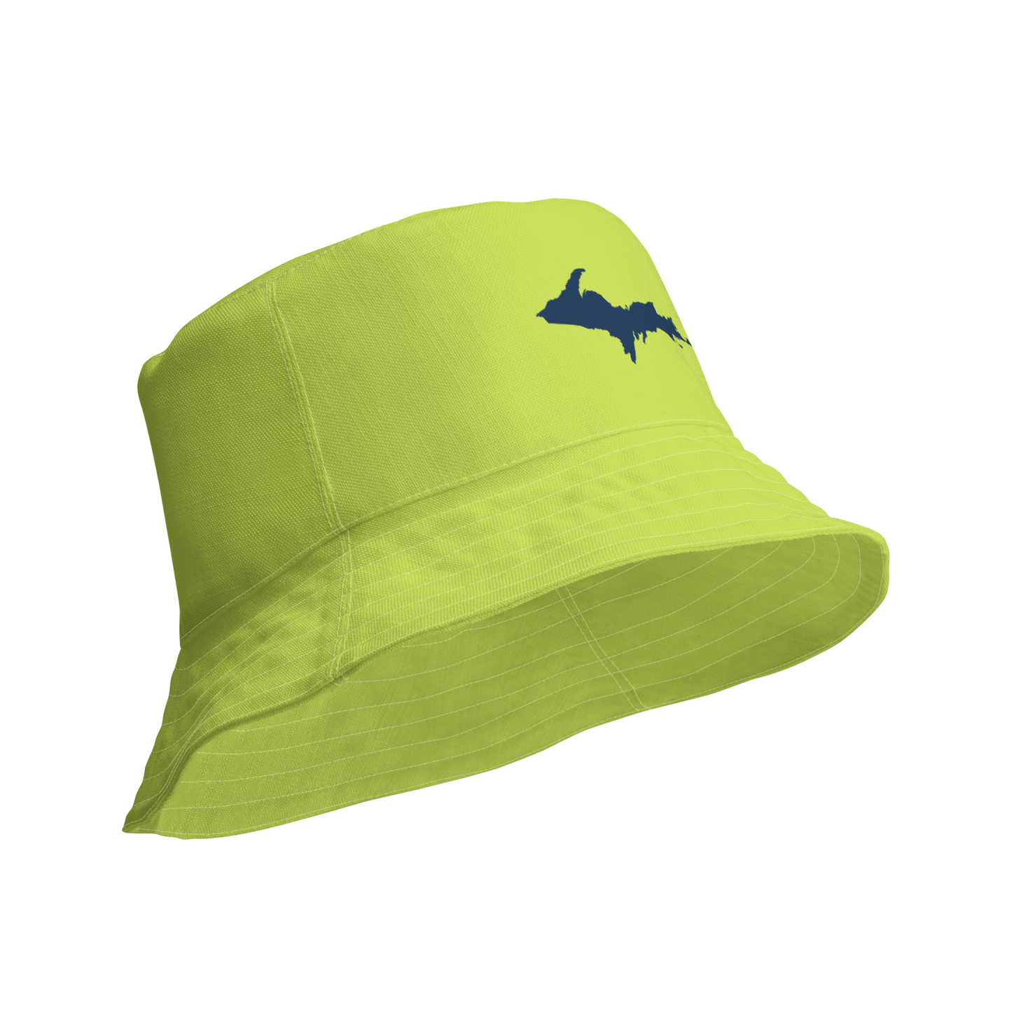 Michigan Upper Peninsula Bucket Hat (w/ Navy UP Outline) | Reversible - Green Gooseberry