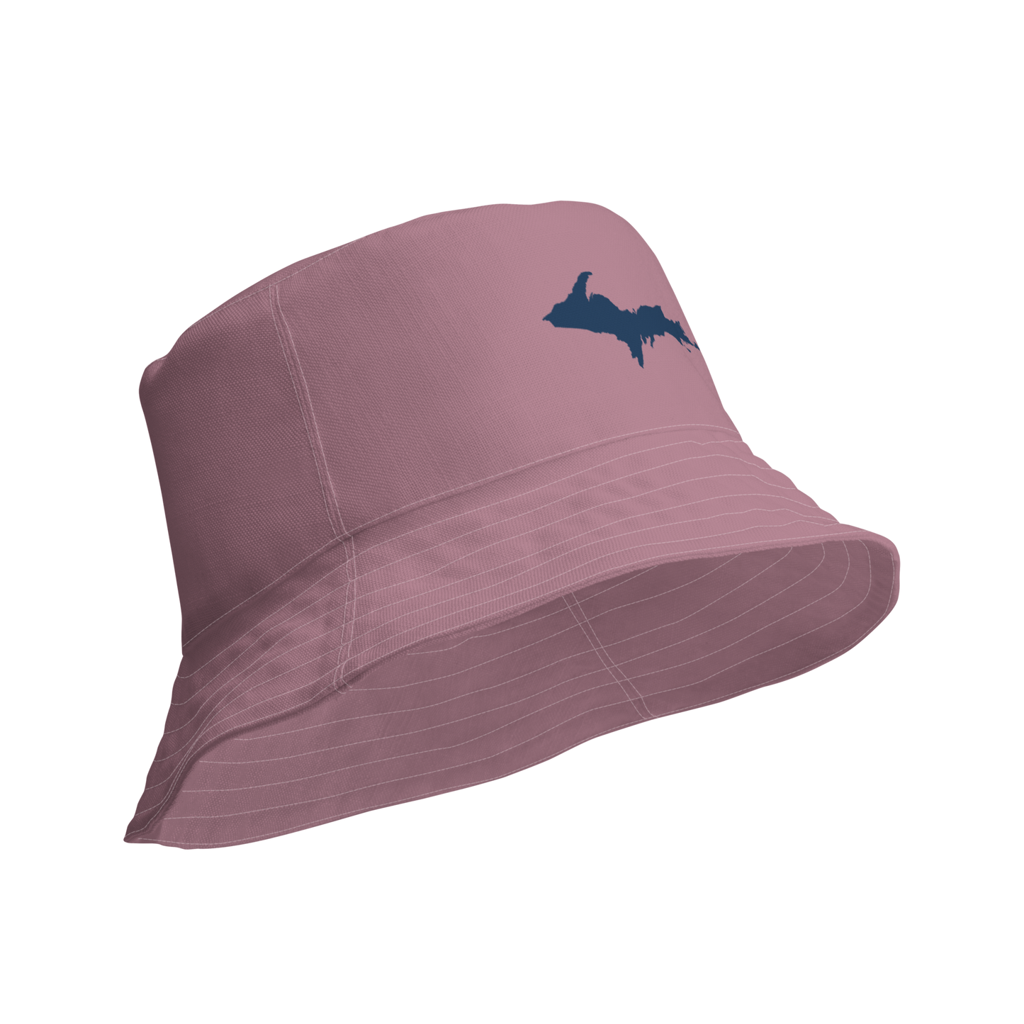 Michigan Upper Peninsula Bucket Hat (w/ Navy UP Outline) | Reversible - Cherry Blossom Pink