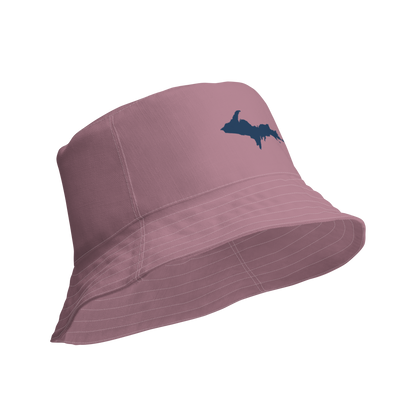 Michigan Upper Peninsula Bucket Hat (w/ Navy UP Outline) | Reversible - Cherry Blossom Pink