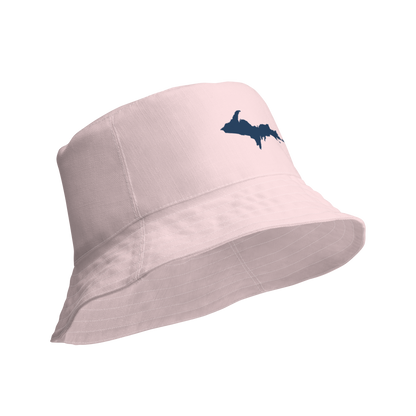 Michigan Upper Peninsula Bucket Hat (w/ Navy UP Outline) | Reversible - Pale Pink