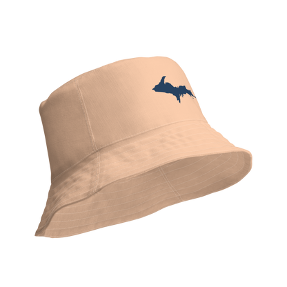 Michigan Upper Peninsula Bucket Hat (w/ Navy UP Outline) | Reversible - Peach Color