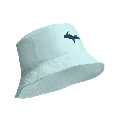 Michigan Upper Peninsula Bucket Hat (w/ Navy UP Outline) | Reversible - Cyan