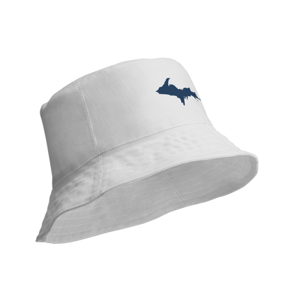 Michigan Upper Peninsula Bucket Hat (w/ Navy UP Outline) | Reversible - Birch Bark White