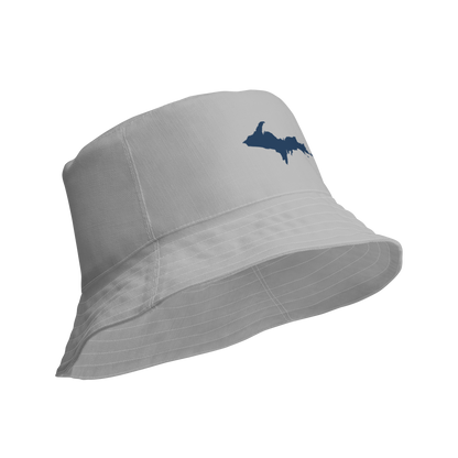 Michigan Upper Peninsula Bucket Hat (w/ Navy UP Outline) | Reversible - Silver