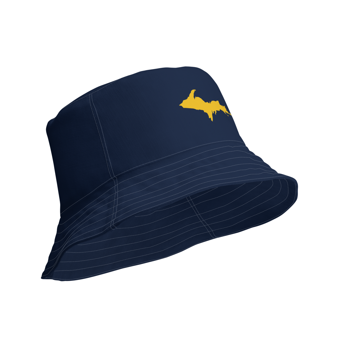 Michigan Upper Peninsula Bucket Hat (w/ Gold UP Outline) | Reversible - Navy