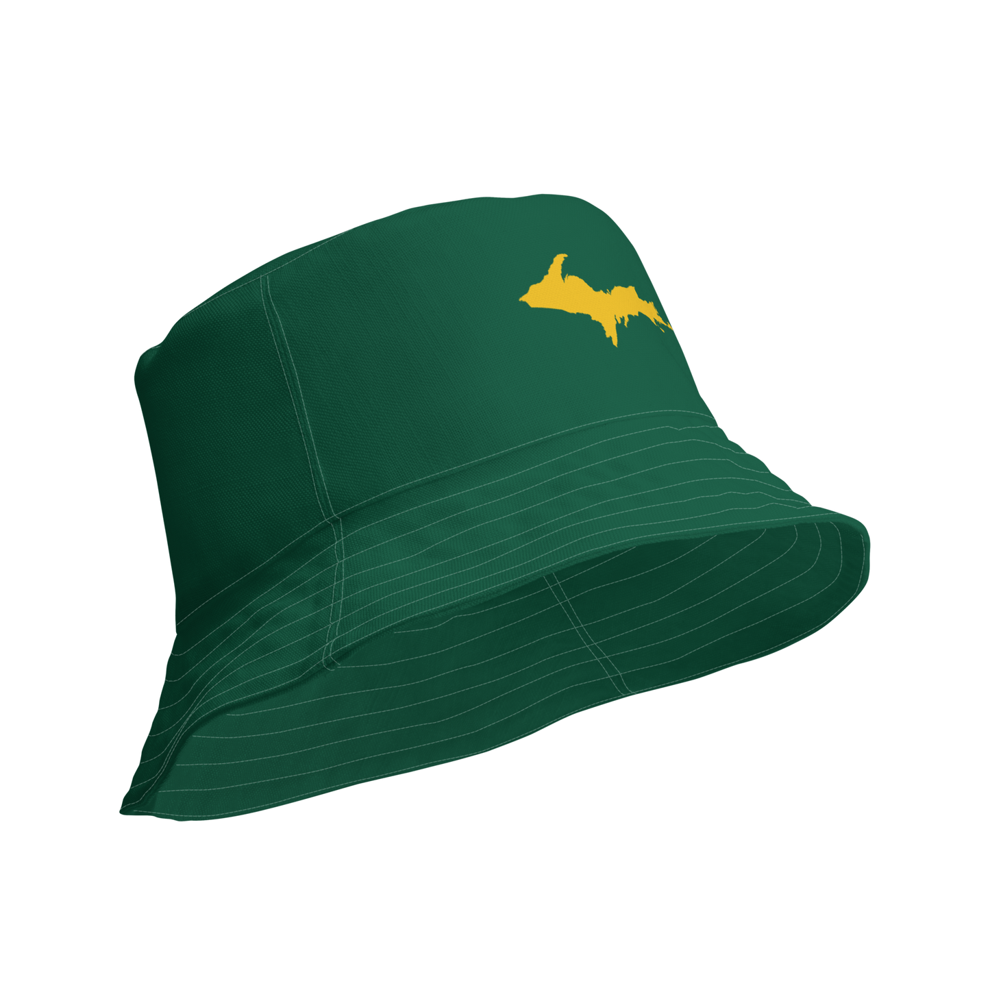 Michigan Upper Peninsula Bucket Hat (w/ Gold UP Outline) | Reversible - Green