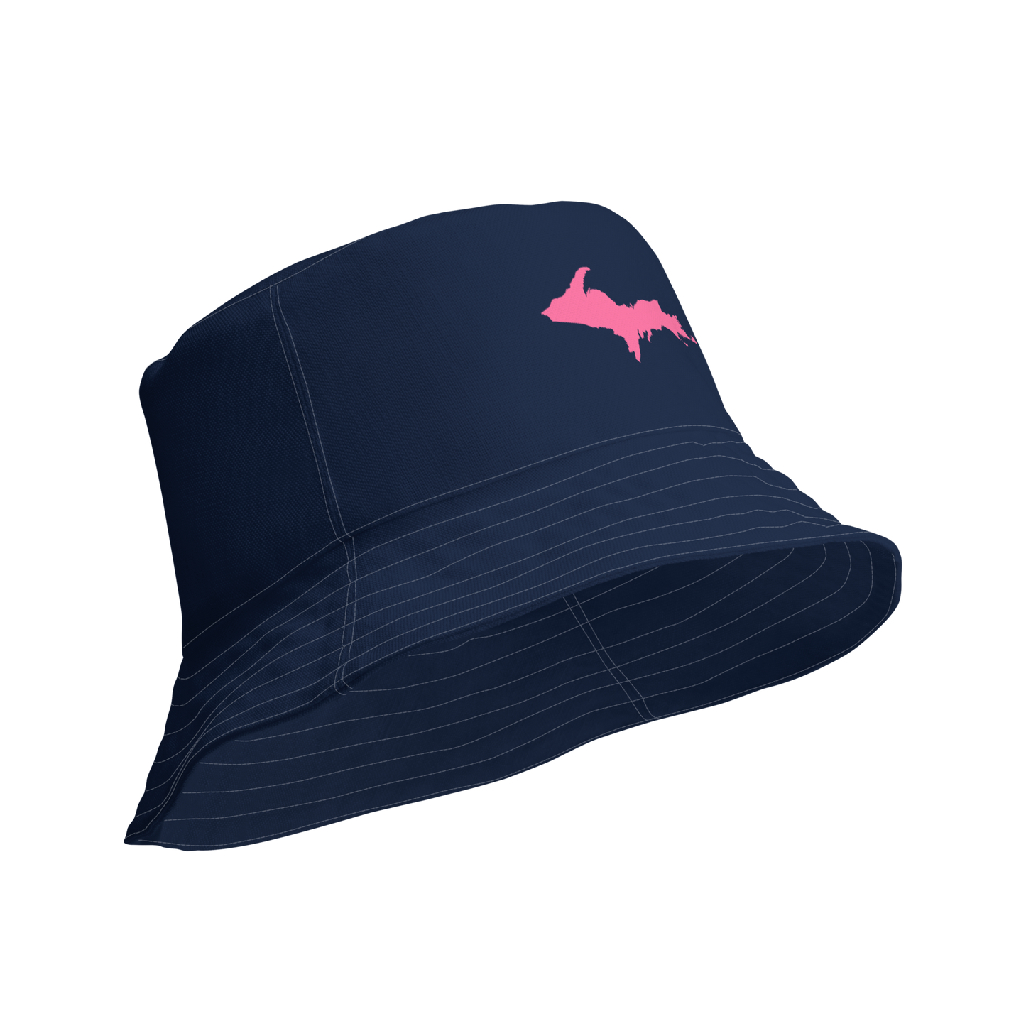 Michigan Upper Peninsula Bucket Hat (w/  Pink UP Outline) | Reversible - Navy