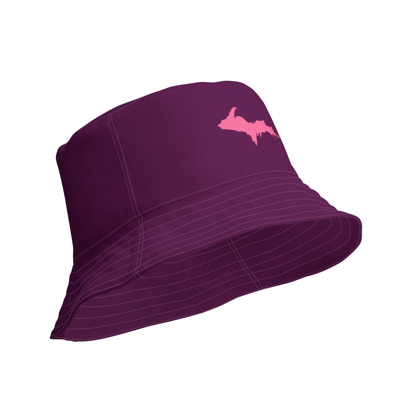 Michigan Upper Peninsula Bucket Hat (w/ Pink UP Outline) | Reversible - Tyrian Purple