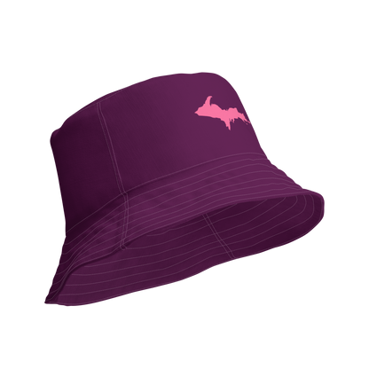 Michigan Upper Peninsula Bucket Hat (w/ Pink UP Outline) | Reversible - Tyrian Purple