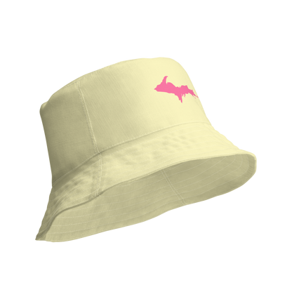 Michigan Upper Peninsula Bucket Hat (w/ Pink UP Outline) | Reversible - Canary Yellow