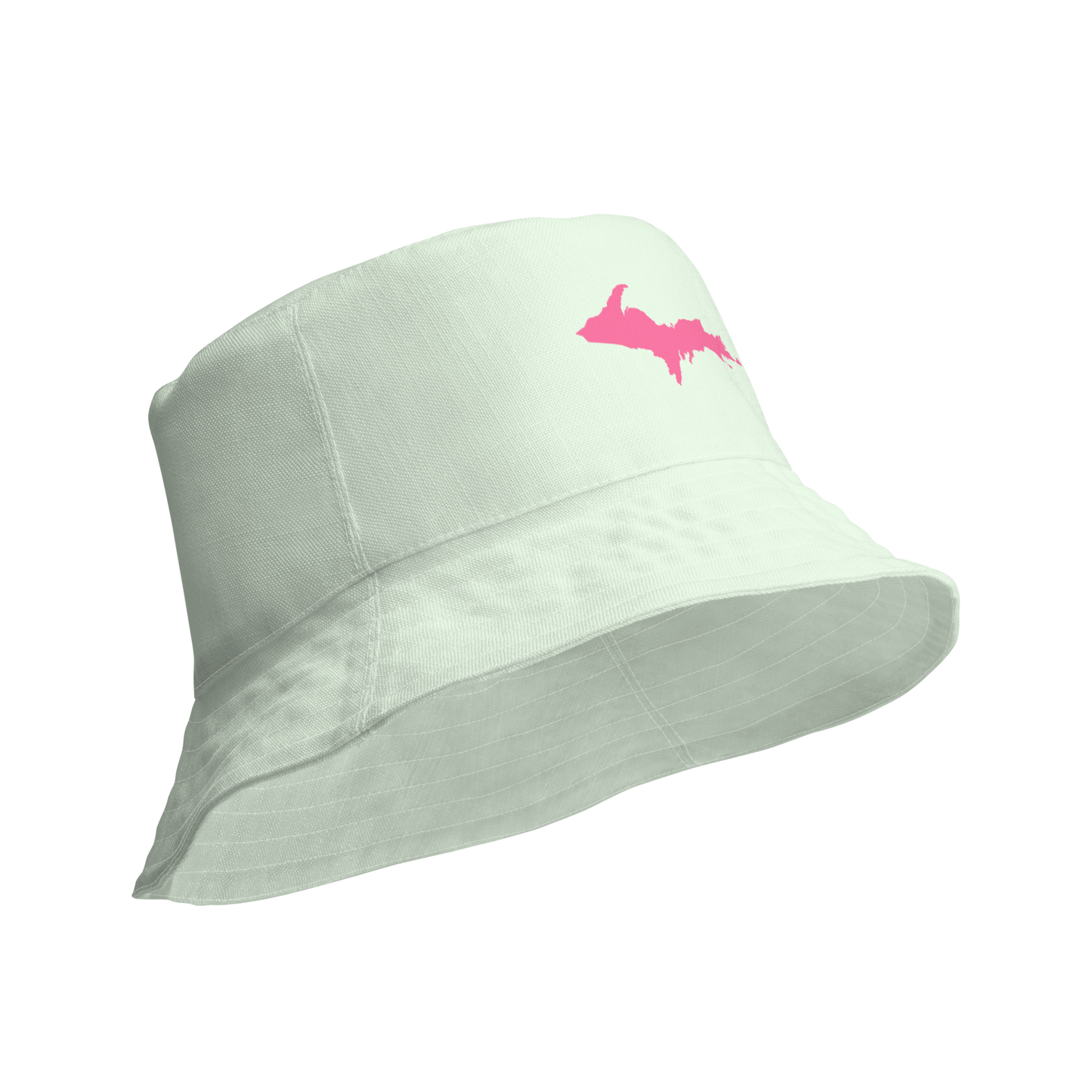 Michigan Upper Peninsula Bucket Hat (w/ Pink UP Outline) | Reversible - Dew Green