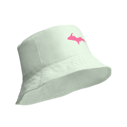 Michigan Upper Peninsula Bucket Hat (w/ Pink UP Outline) | Reversible - Dew Green