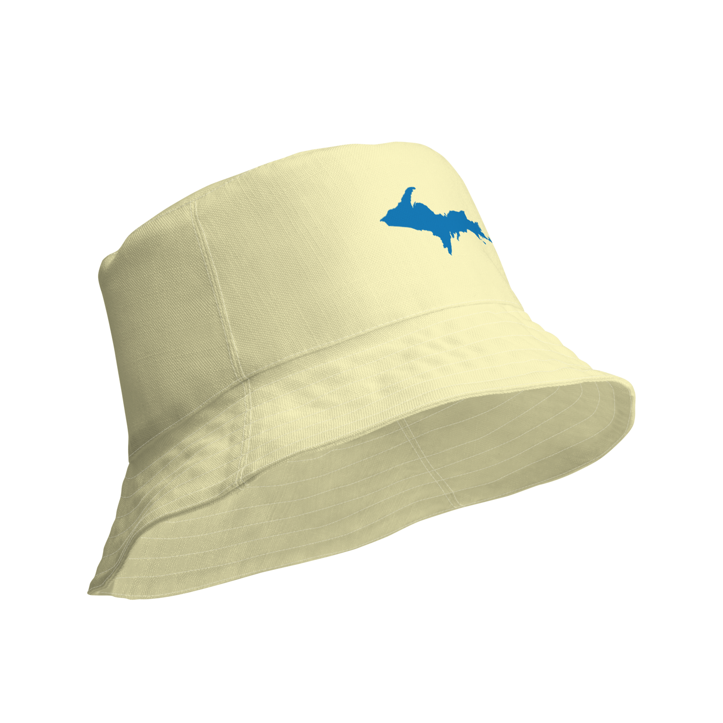 Michigan Upper Peninsula Bucket Hat (w/ Azure UP Outline) | Reversible - Canary Yellow