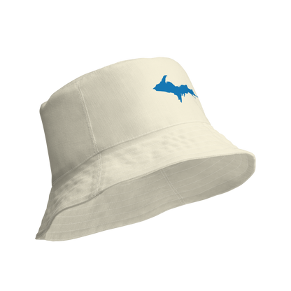 Michigan Upper Peninsula Bucket Hat (w/ Azure UP Outline) | Reversible - Ivory White