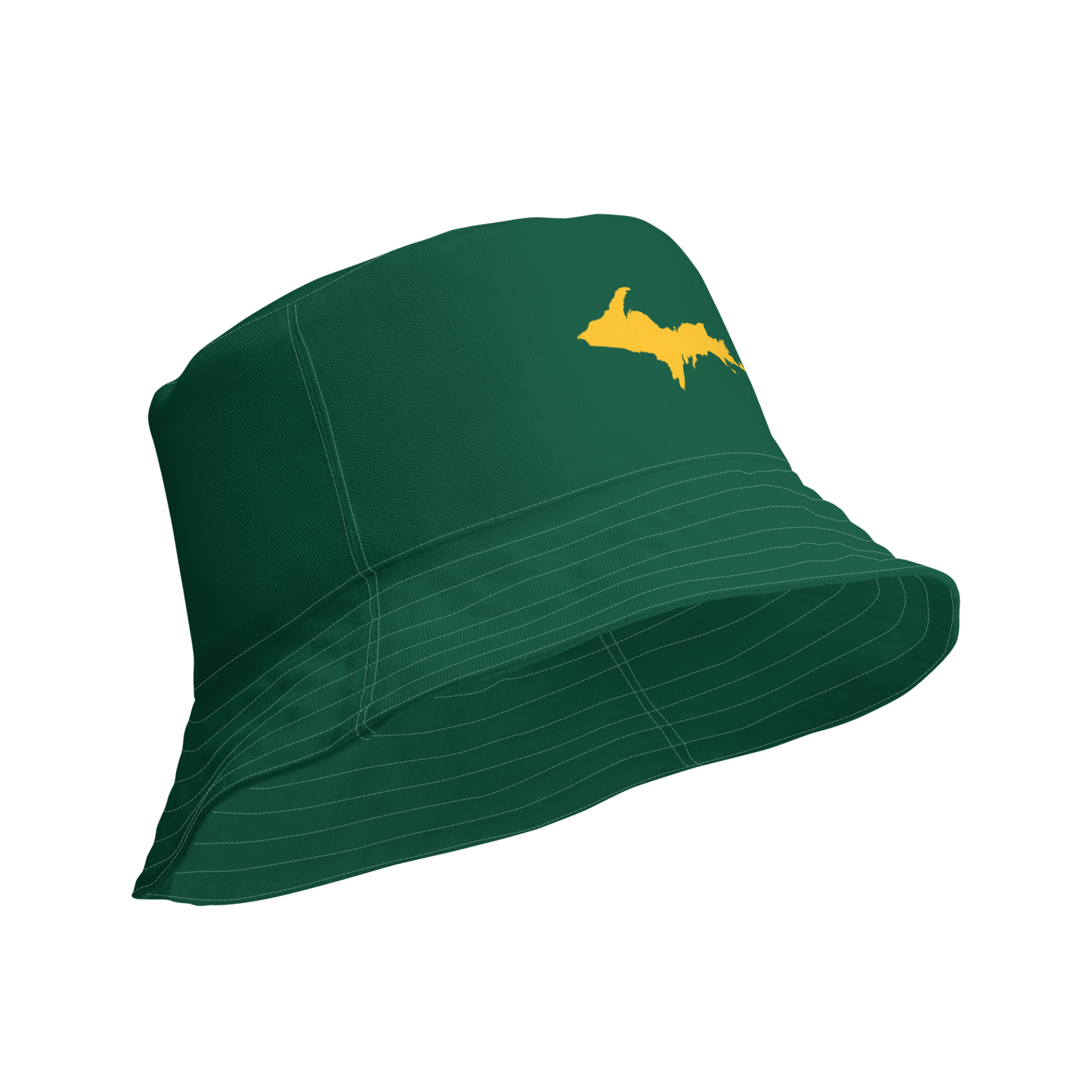 Michigan Upper Peninsula Bucket Hat (w/ Gold UP Outline) | Reversible - Superior Green