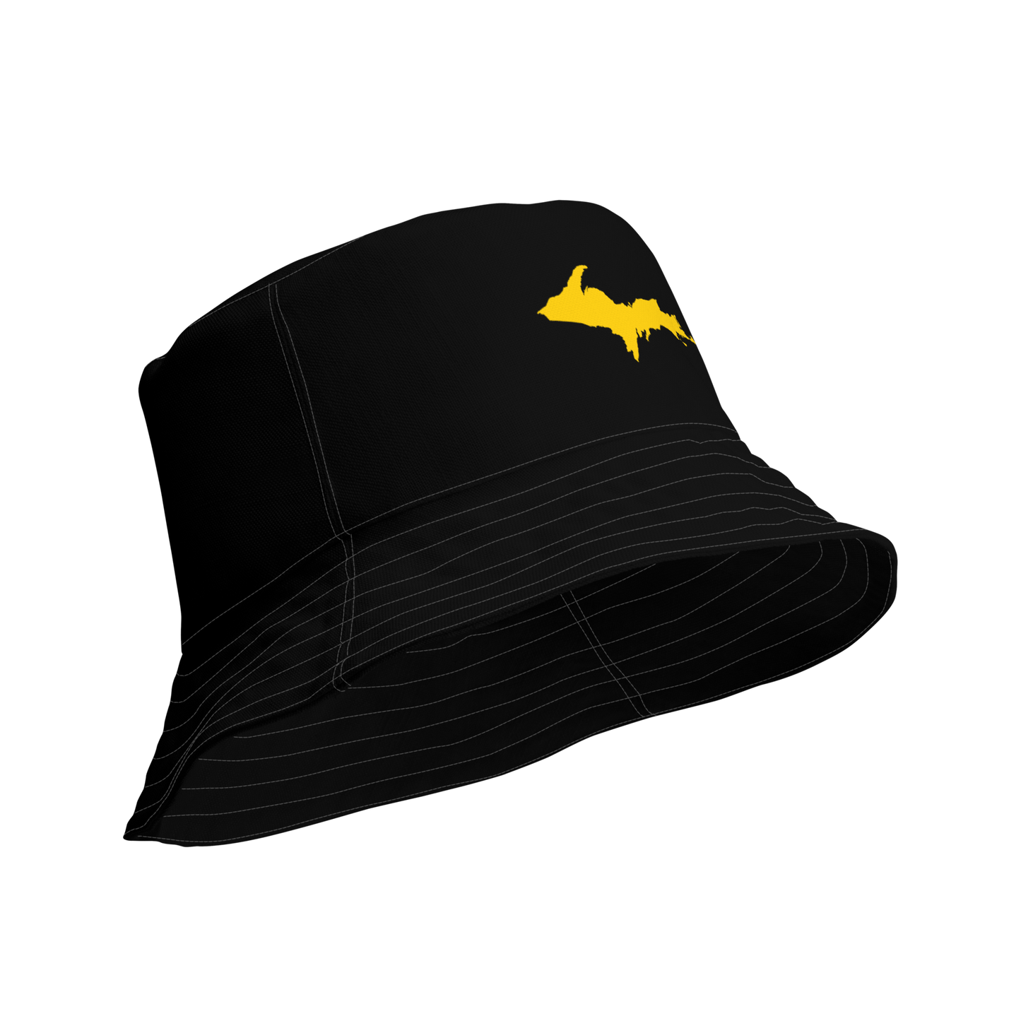 Michigan Upper Peninsula Bucket Hat (w/ Portage Gold UP Outline) | Reversible - Black