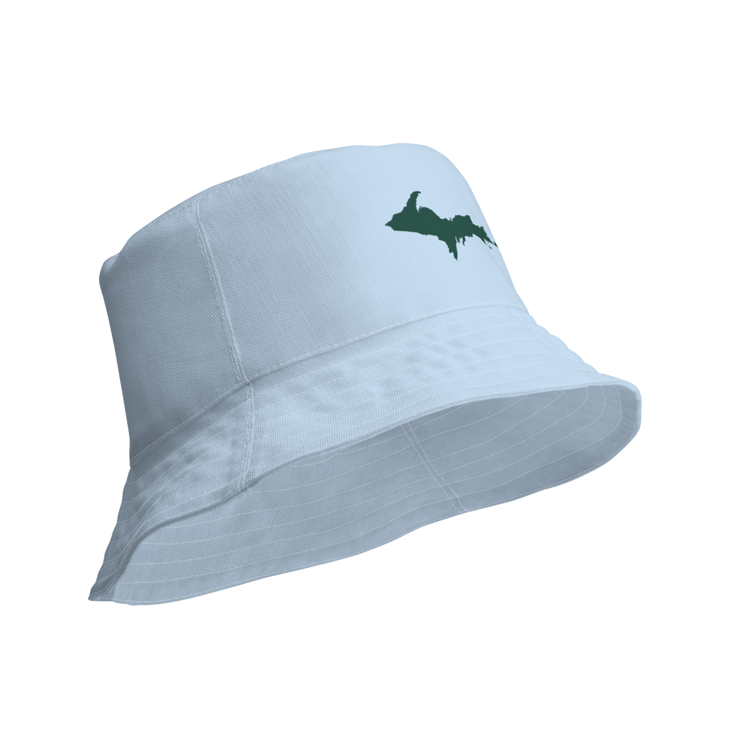 Michigan Upper Peninsula Bucket Hat (w/ Green UP Outline) | Reversible - Light Blue