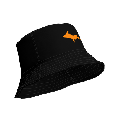 Michigan Upper Peninsula Bucket Hat (w/ Orange UP Outline) | Reversible - Black