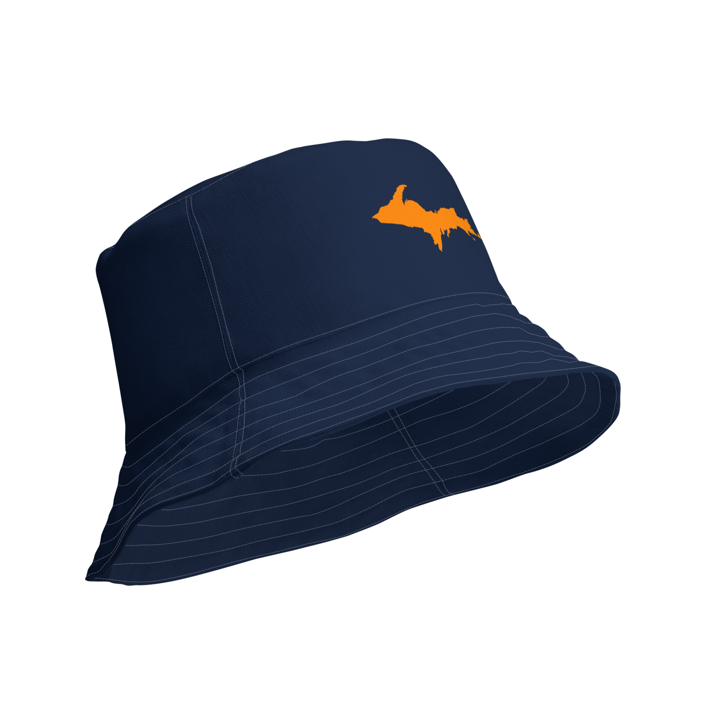 Michigan Upper Peninsula Bucket Hat (w/ Orange UP Outline) | Reversible - Navy