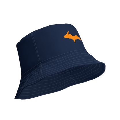 Michigan Upper Peninsula Bucket Hat (w/ Orange UP Outline) | Reversible - Navy