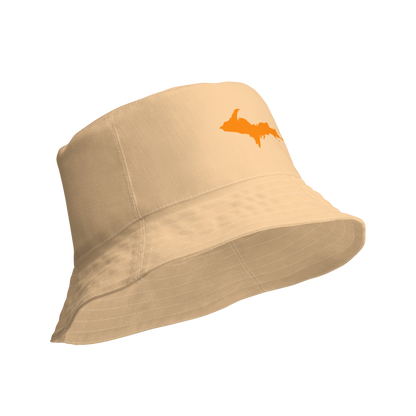 Michigan Upper Peninsula Bucket Hat (w/ Orange UP Outline) | Reversible - Pale Apricot