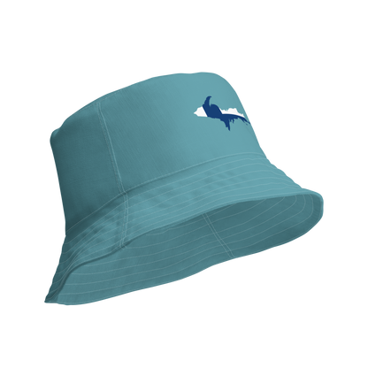 Michigan Upper Peninsula Bucket Hat (w/ UP Finland Flag) | Reversible - Lake Huron Blue