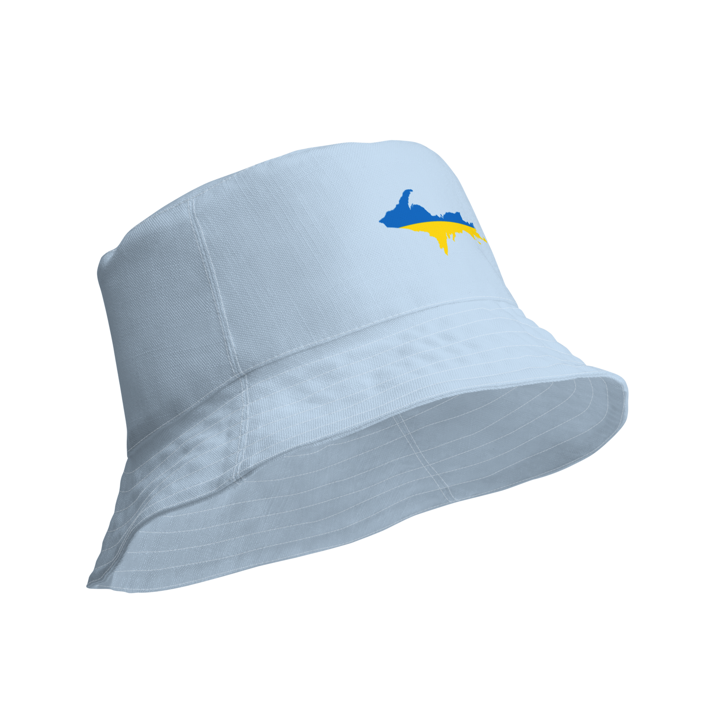 Michigan Upper Peninsula Bucket Hat (w/ UP Ukraine Flag) | Reversible - Light Blue